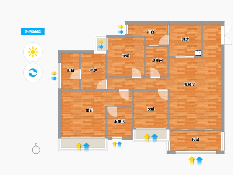 重庆-重庆市-西永9号套内98m²-98.00-户型库-采光通风