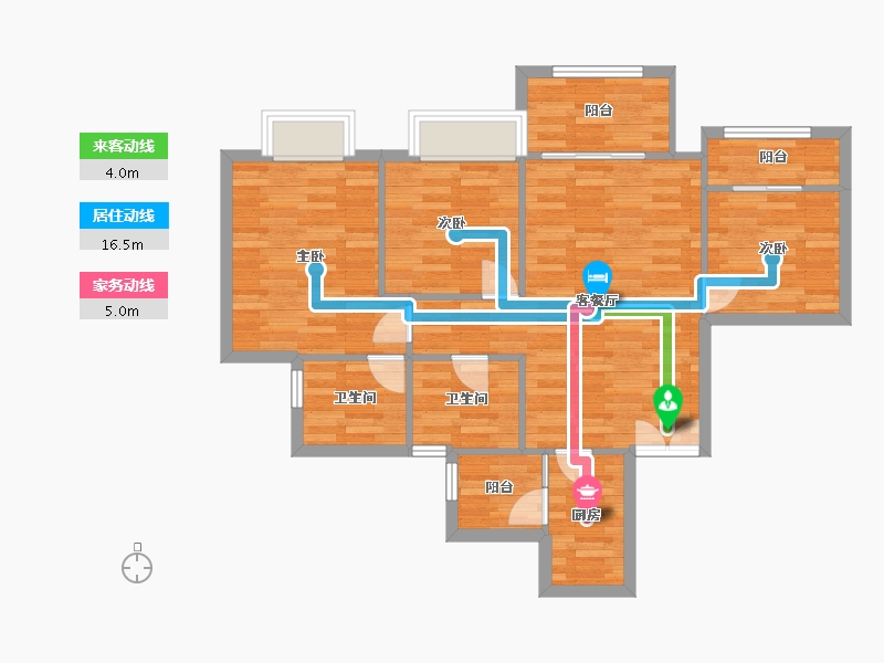 重庆-重庆市-渝开发格莱美城套内81m²-79.89-户型库-动静线