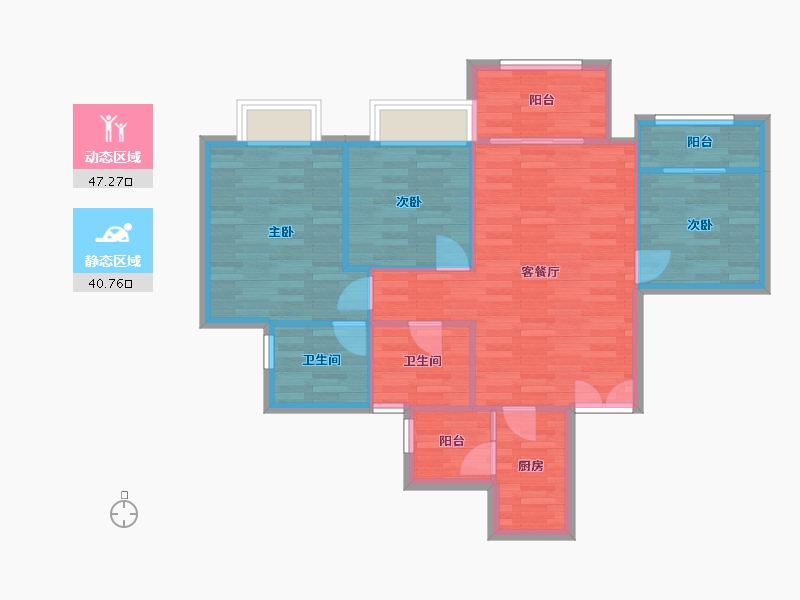 重庆-重庆市-渝开发格莱美城套内81m²-79.89-户型库-动静分区