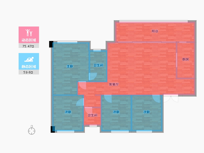 重庆-重庆市-万云府4号楼,5号楼,13号楼套内115m²-125.06-户型库-动静分区