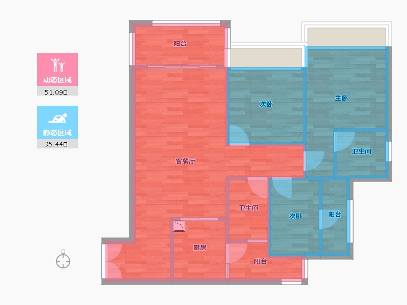 重庆-重庆市-西永9号套内78m²-78.01-户型库-动静分区