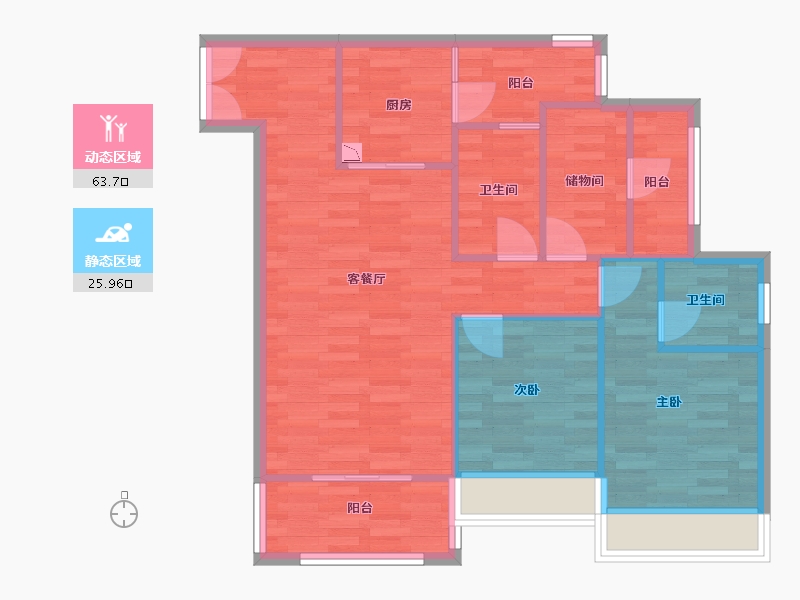 重庆-重庆市-西永9号套内81m²-81.00-户型库-动静分区