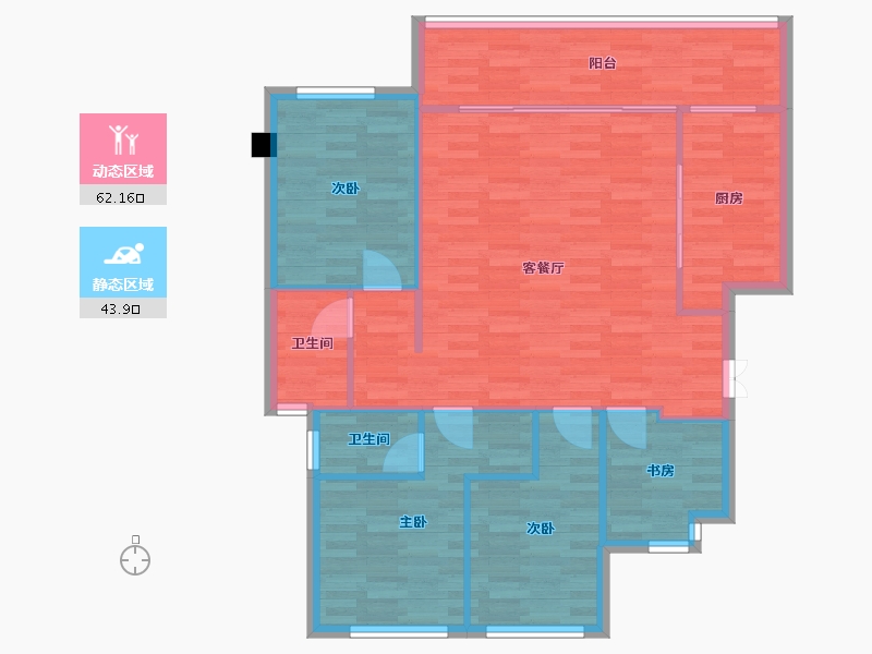 重庆-重庆市-万云府4号楼,5号楼,6号楼,13号楼套内103m²-97.20-户型库-动静分区