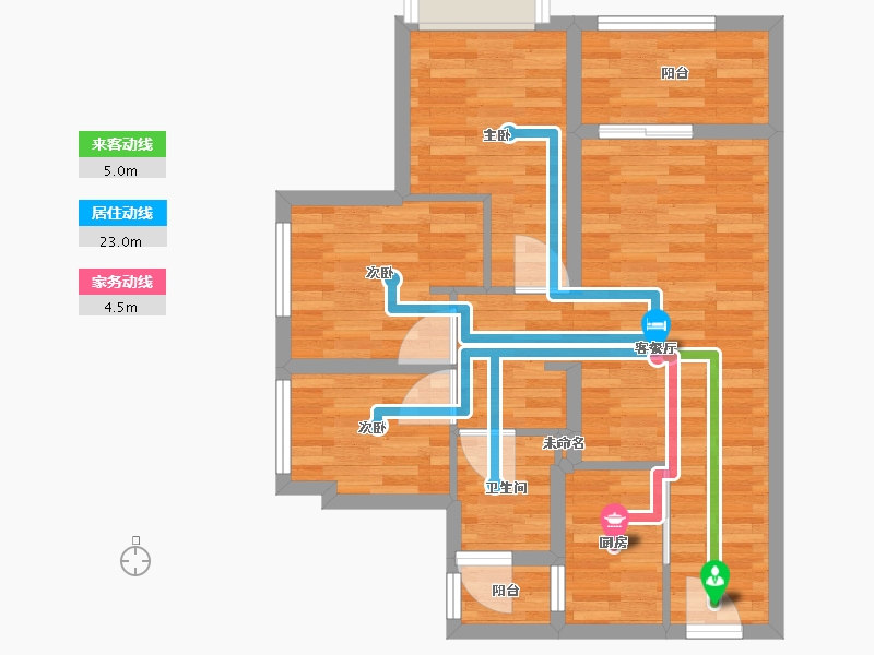 重庆-重庆市-万科招商理想城7-1,7-2,7-3,7-4,7-5,7-6号楼套内67m²-65.91-户型库-动静线