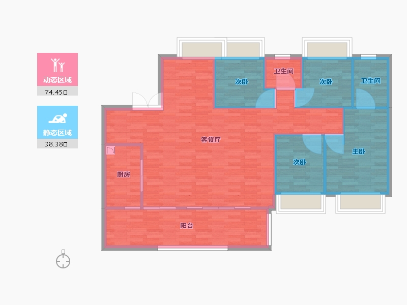 重庆-重庆市-万云府13号楼套内133m²-103.50-户型库-动静分区