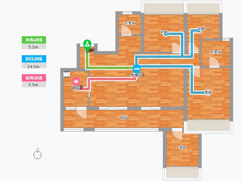 重庆-重庆市-西永9号套内97m²-94.82-户型库-动静线