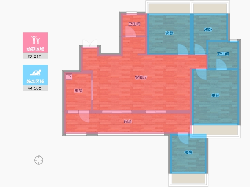 重庆-重庆市-西永9号套内97m²-94.82-户型库-动静分区