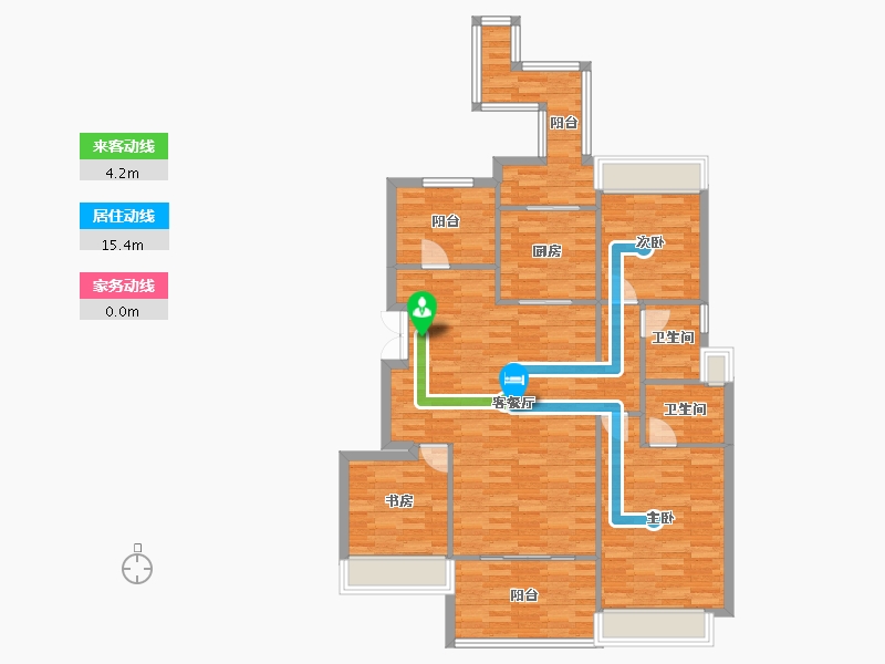 重庆-重庆市-首创天阅嘉陵套内111m²-114.24-户型库-动静线