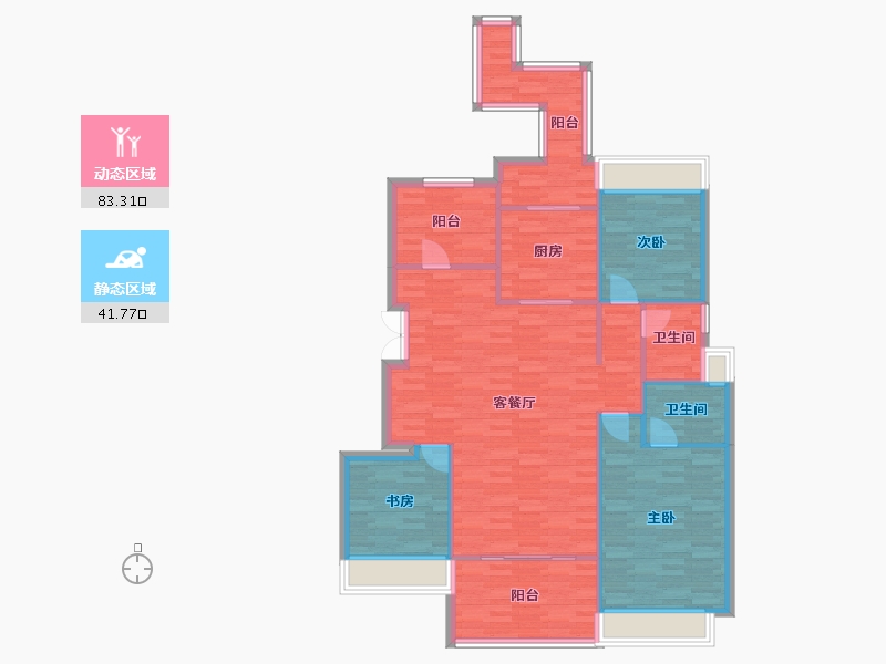 重庆-重庆市-首创天阅嘉陵套内111m²-114.24-户型库-动静分区