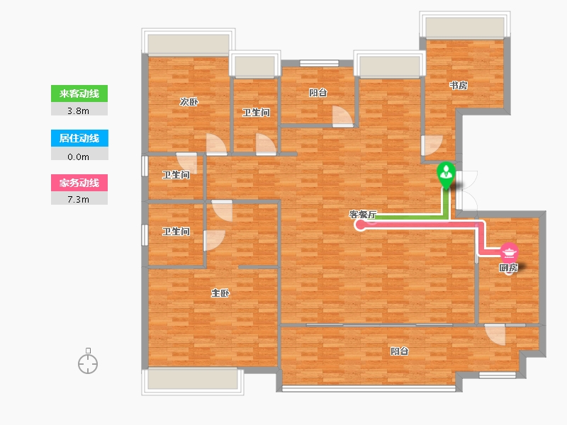 重庆-重庆市-首创天阅嘉陵套内152m²-156.29-户型库-动静线