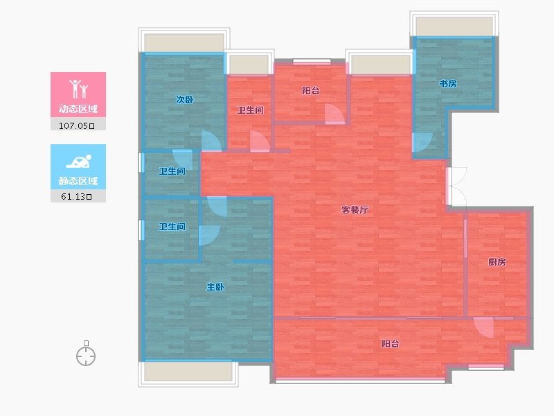 重庆-重庆市-首创天阅嘉陵套内152m²-156.29-户型库-动静分区