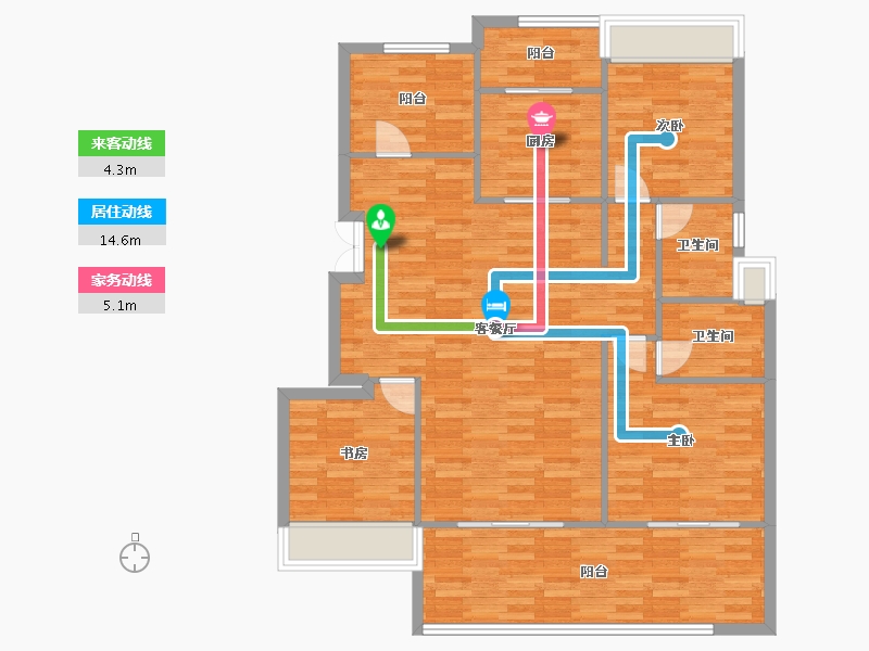 重庆-重庆市-首创天阅嘉陵套内96m²-112.31-户型库-动静线