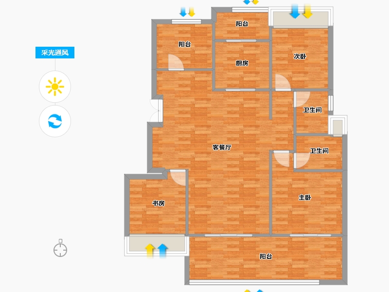 重庆-重庆市-首创天阅嘉陵套内96m²-112.31-户型库-采光通风