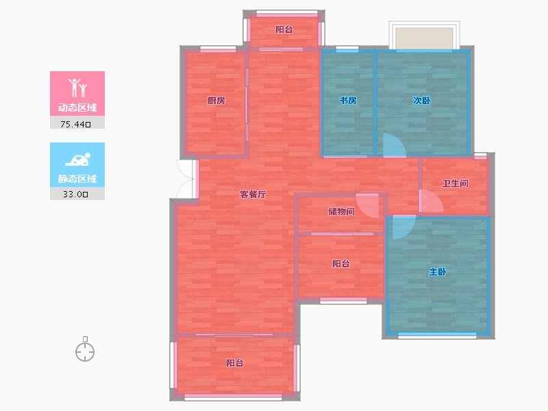 重庆-重庆市-琅樾江山85m²-99.39-户型库-动静分区