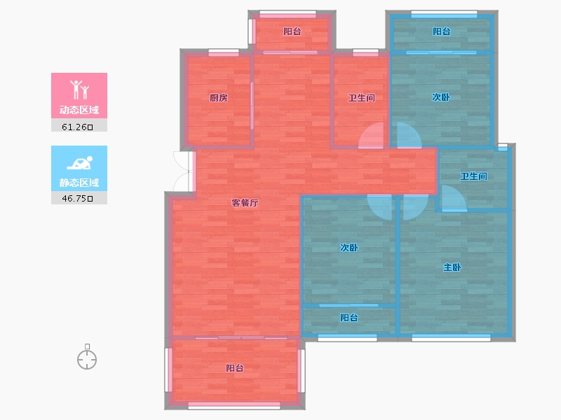 重庆-重庆市-琅樾江山99m²-98.90-户型库-动静分区