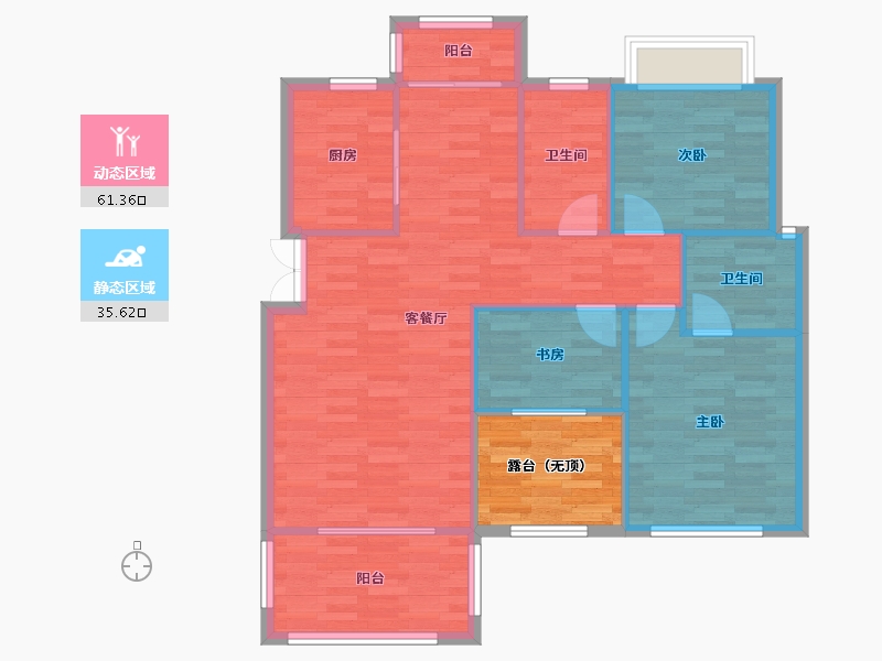 重庆-重庆市-琅樾江山93m²-95.38-户型库-动静分区