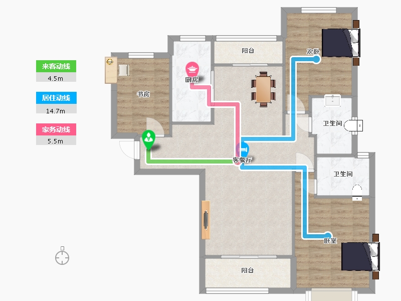 陕西省-西安市-大华锦绣前城三期21号楼115㎡-92.00-户型库-动静线