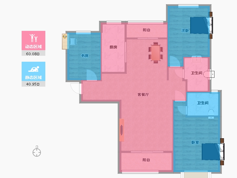 陕西省-西安市-大华锦绣前城三期21号楼115㎡-92.00-户型库-动静分区