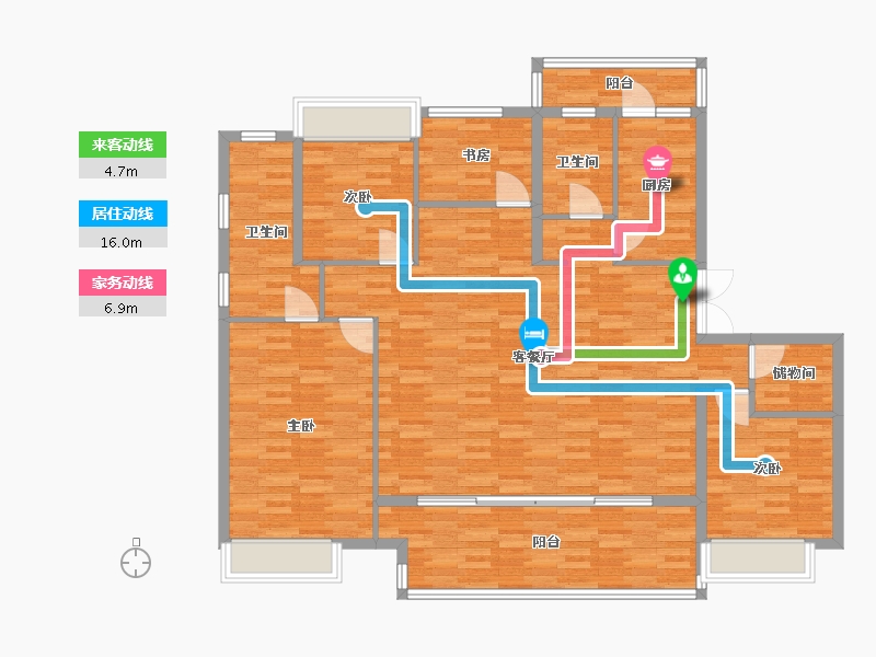 重庆-重庆市-首创天阅嘉陵9号楼,10号楼,11号楼套内138m²-138.00-户型库-动静线