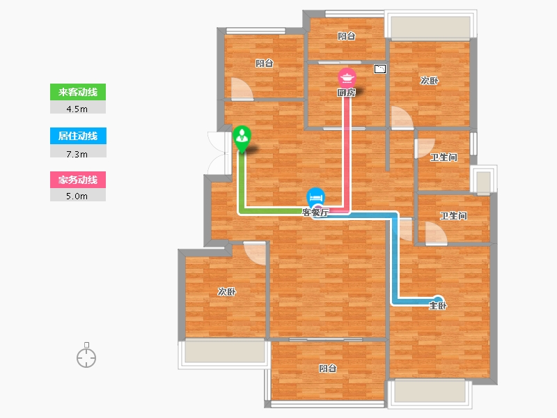 重庆-重庆市-首创天阅嘉陵套内108m²-110.16-户型库-动静线