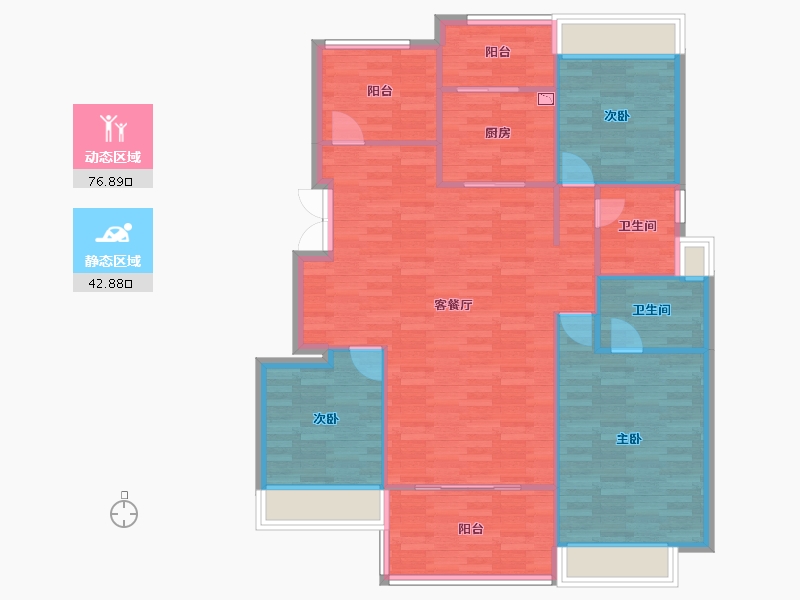 重庆-重庆市-首创天阅嘉陵套内108m²-110.16-户型库-动静分区