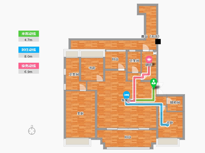 重庆-重庆市-首创天阅嘉陵9号楼,10号楼,11号楼套内140m²-156.76-户型库-动静线