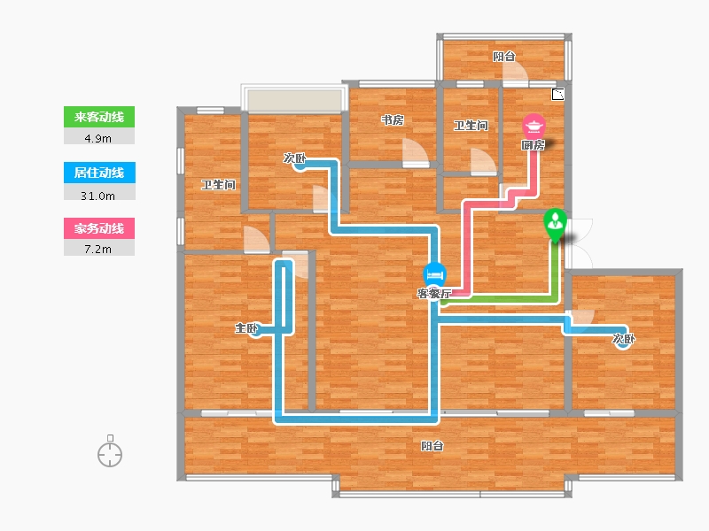 重庆-重庆市-首创天阅嘉陵9号楼,10号楼,11号楼套内118m²-147.32-户型库-动静线