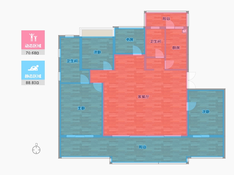 重庆-重庆市-首创天阅嘉陵9号楼,10号楼,11号楼套内118m²-147.32-户型库-动静分区