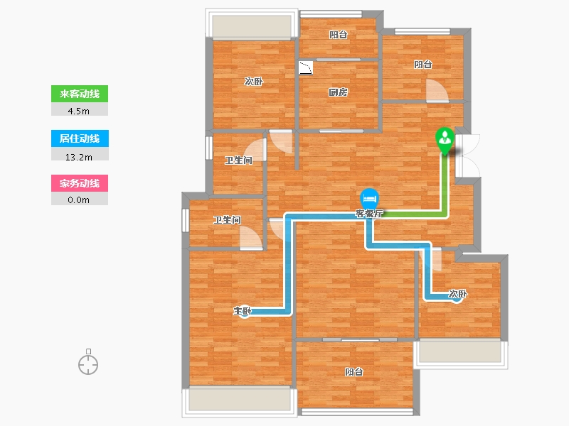 重庆-重庆市-首创天阅嘉陵套内107m²-109.51-户型库-动静线