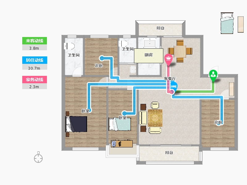 陕西省-西安市-碧桂园国湖14,12,26号楼140㎡-112.00-户型库-动静线