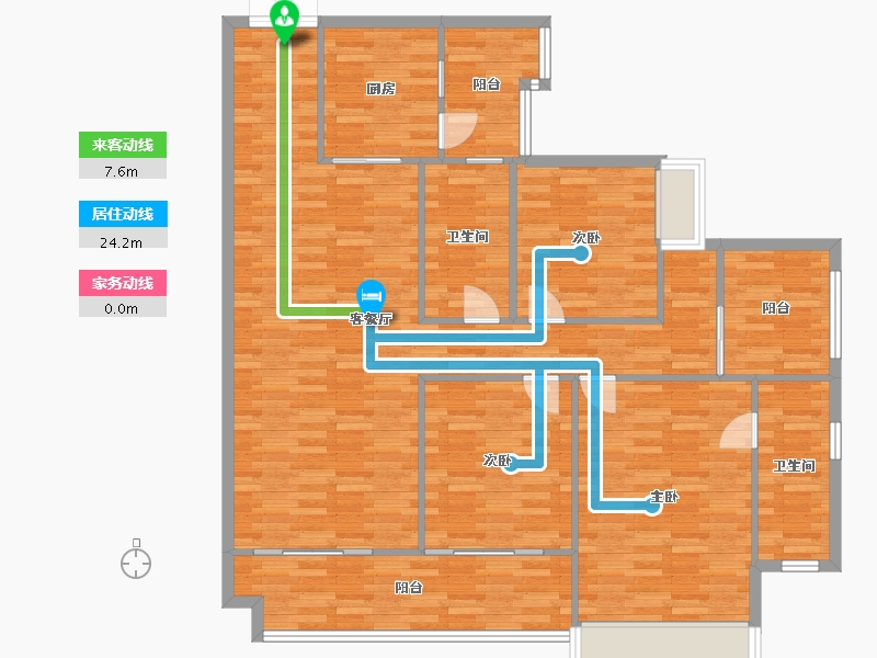 重庆-重庆市-首创天阅嘉陵23号楼套内131m²-135.58-户型库-动静线