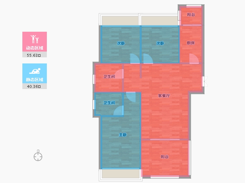 河南省-郑州市-东方宇亿万林府1号楼121m²-87.65-户型库-动静分区