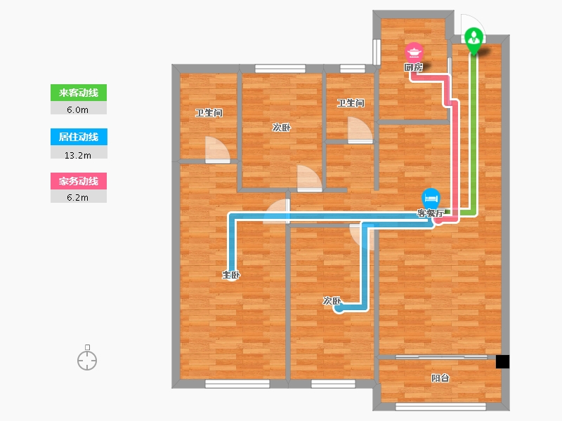 河南省-郑州市-碧桂园国控天誉12号楼,13号楼,17号楼,18号楼,19号楼117m²-93.60-户型库-动静线