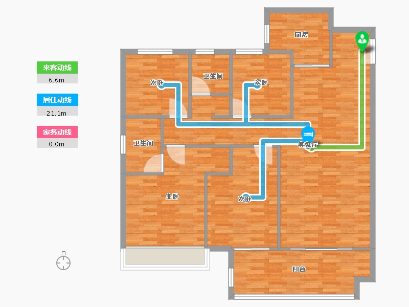 河南省-郑州市-保利海德公园140m²-112.00-户型库-动静线