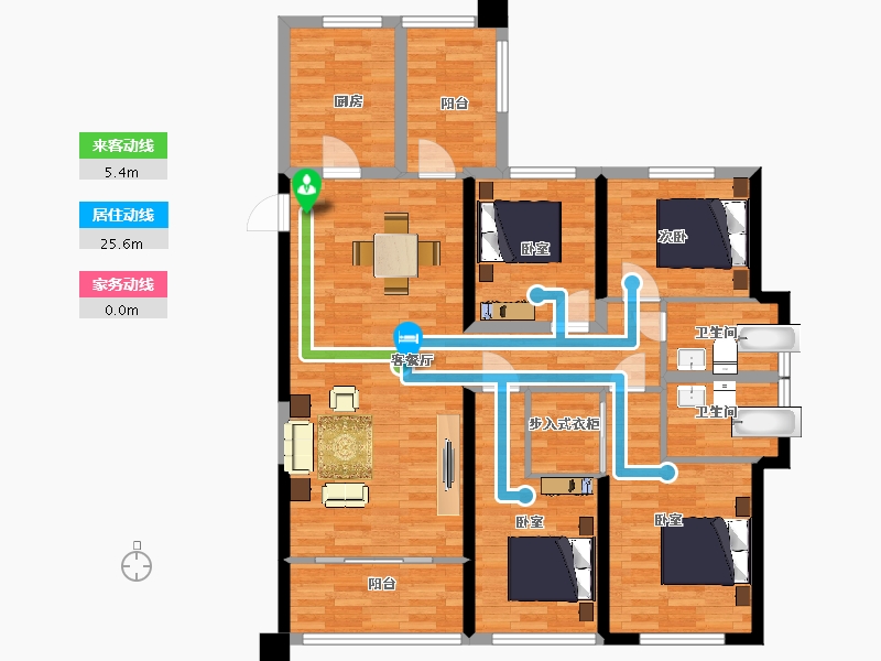 陕西省-西安市-滨江翡翠城29号楼,6号楼128㎡-110.00-户型库-动静线