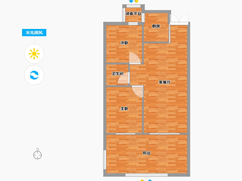 河南省-郑州市-东方宇亿万林府6号楼88m²-83.42-户型库-采光通风