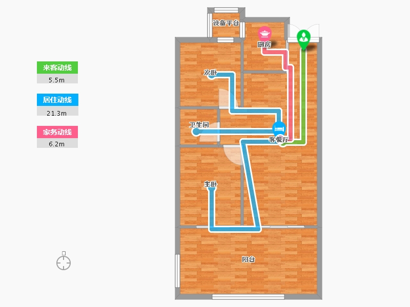 河南省-郑州市-东方宇亿万林府6号楼88m²-83.42-户型库-动静线