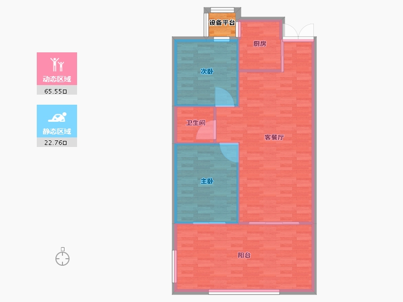 河南省-郑州市-东方宇亿万林府6号楼88m²-83.42-户型库-动静分区