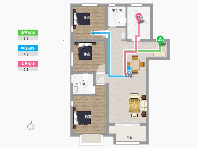 陕西省-西安市-隆基泰和万和郡5号楼120㎡-79.92-户型库-动静线