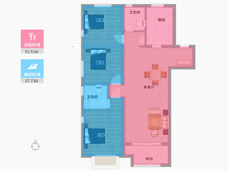 陕西省-西安市-隆基泰和万和郡5号楼120㎡-79.92-户型库-动静分区