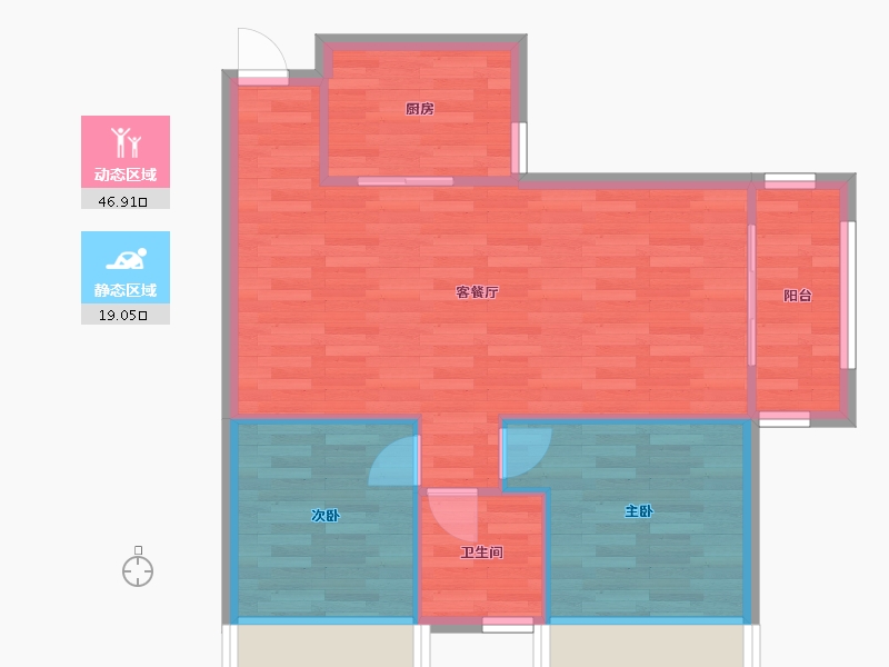 河南省-郑州市-碧桂园国控天誉18号楼75m²-60.00-户型库-动静分区