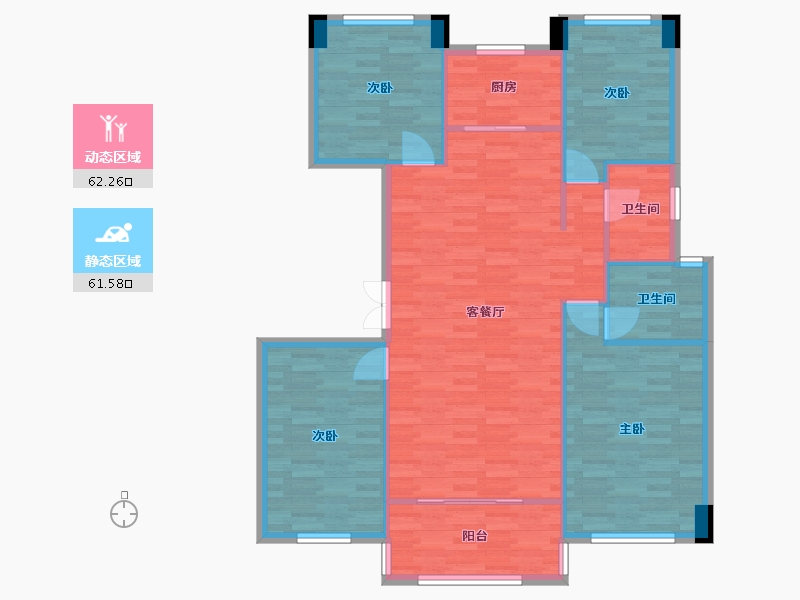 河南省-郑州市-碧桂园国控天誉1号楼,2号楼,5号楼142m²-113.60-户型库-动静分区