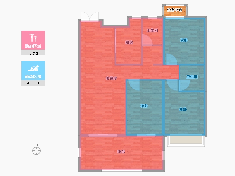 河南省-郑州市-东方宇亿万林府3号楼133m²-120.07-户型库-动静分区