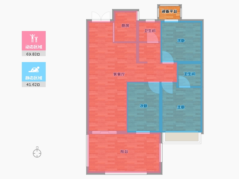 河南省-郑州市-东方宇亿万林府6号楼111m²-103.01-户型库-动静分区