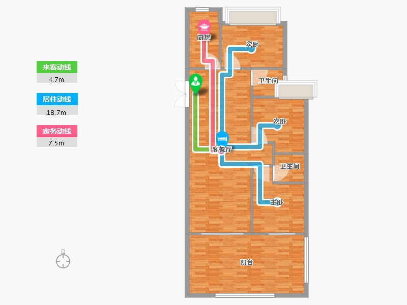 河南省-郑州市-东方宇亿万林府6号楼124m²-99.63-户型库-动静线