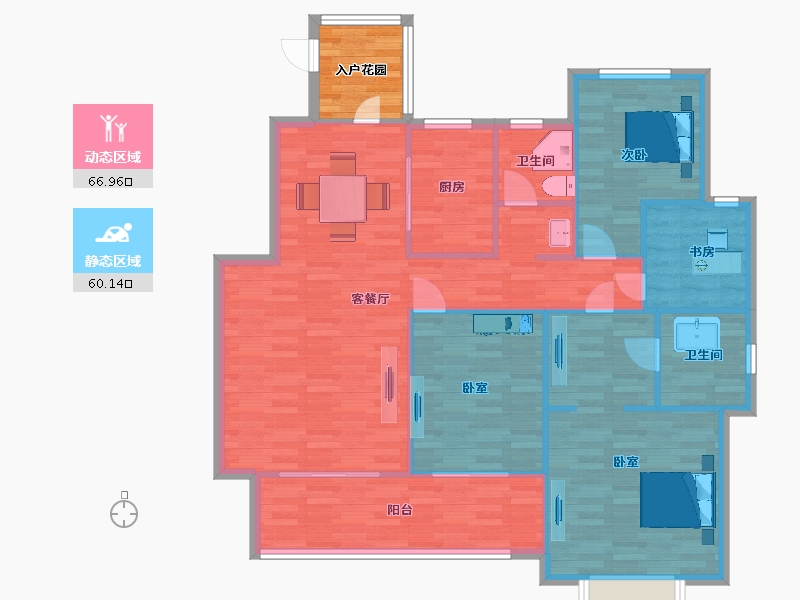 陕西省-西安市-力高宝格丽天悦华府7,54,55号楼142㎡-121.63-户型库-动静分区