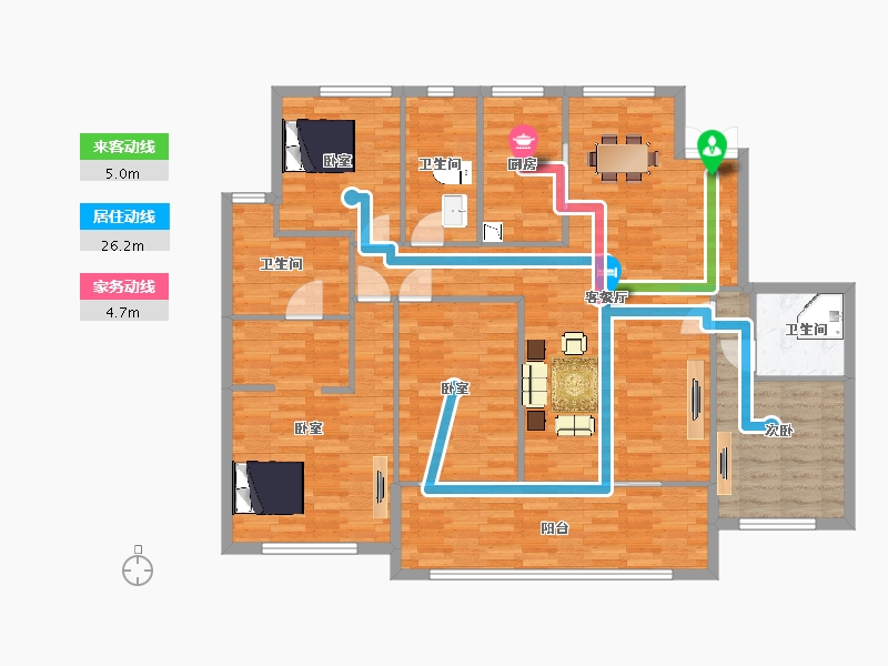 陕西省-西安市-中天诚品171㎡-130.65-户型库-动静线