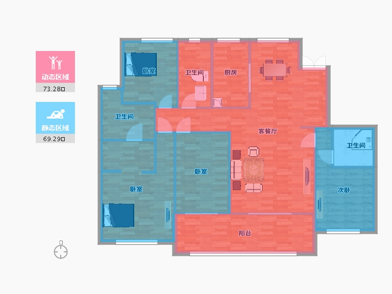 陕西省-西安市-中天诚品171㎡-130.65-户型库-动静分区