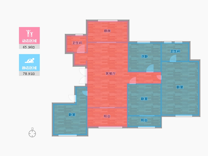 陕西省-西安市-德杰国际城165㎡-133.81-户型库-动静分区