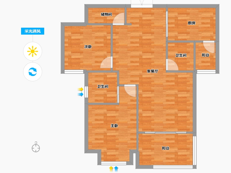 重庆-重庆市-协信公馆3号楼86m²-85.62-户型库-采光通风